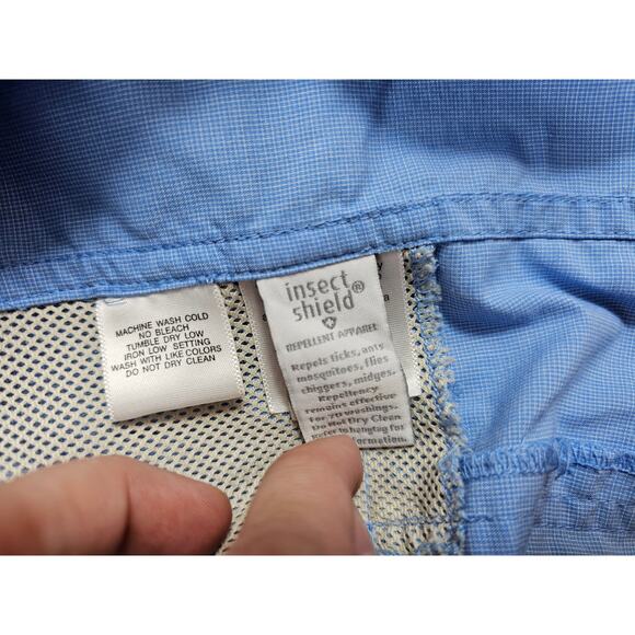 Exofficio roll tab sleeve Vented side back insect repellant button up L *FLAW* - Picture 9 of 11